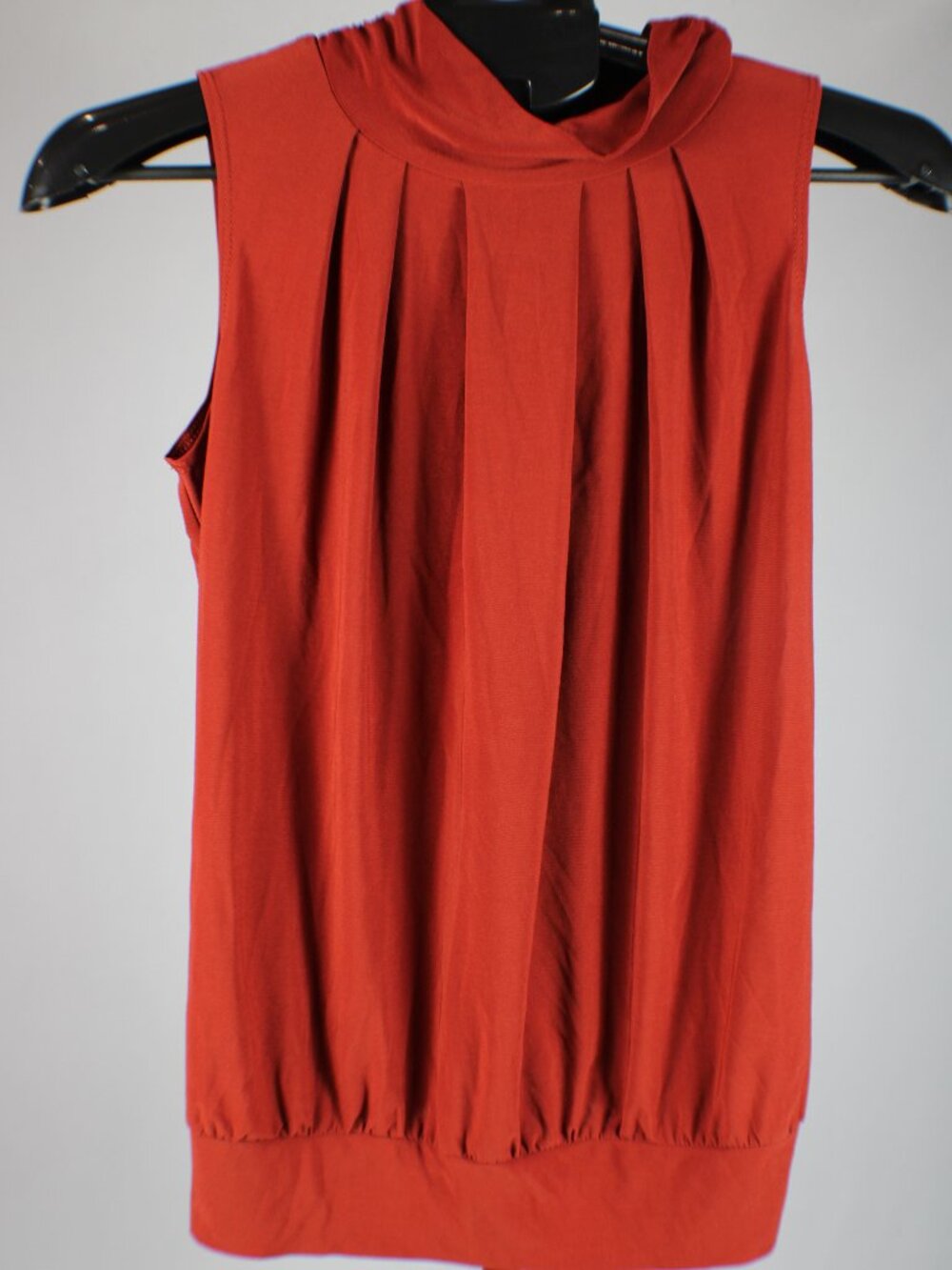 PerSeption Concept Womens Small Rust Orange Sleeveless Cowl Mock Neck Pleated To
